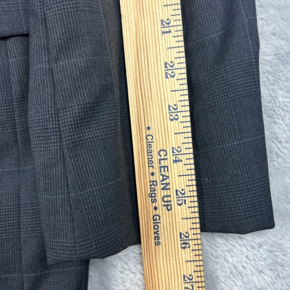 JoS A Bank‎ Men's 44L Sport Coat Blazer Charcoal Black Blue Windowpane 100% Wool